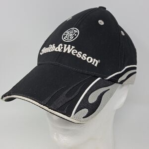Smith & Wesson Adjustable Hat Curved Bill Black & Gray Flames Official 2A Cotton